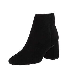 Bella Vita Womens 7 M Black Kid Suede Block Heel Zip Up Ankle Booties NIB XI8